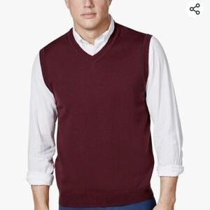 CLUB ROOM MEN'S COTTON SWEATER VEST - MAROON XXL Big & Tall BNWT SO
